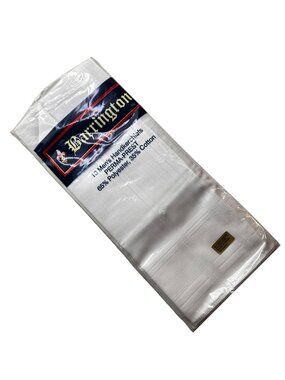 Barrington 13 Mens Handkerchiefs Perma-Prest 65% Polyester 35% Cotton White NOS